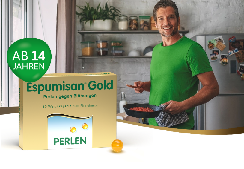 Espumisan®  Gold Perlen gegen Blähungen (Medizinprodukt)